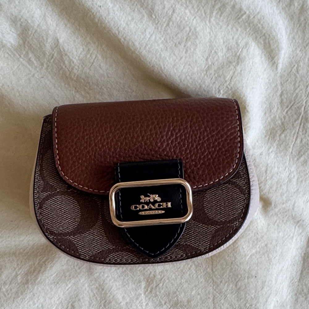 Coach Brown and Black Clutch with Gold Accent